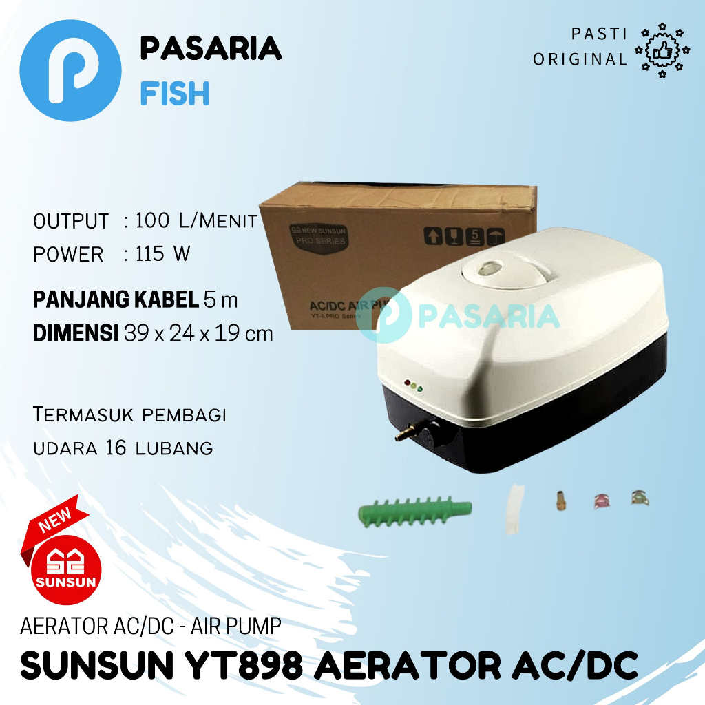 NEW SUNSUN YT898 PRO AC/DC YT 898 Aerator/Pompa Udara Aquarium Kolam Ikan AC DC