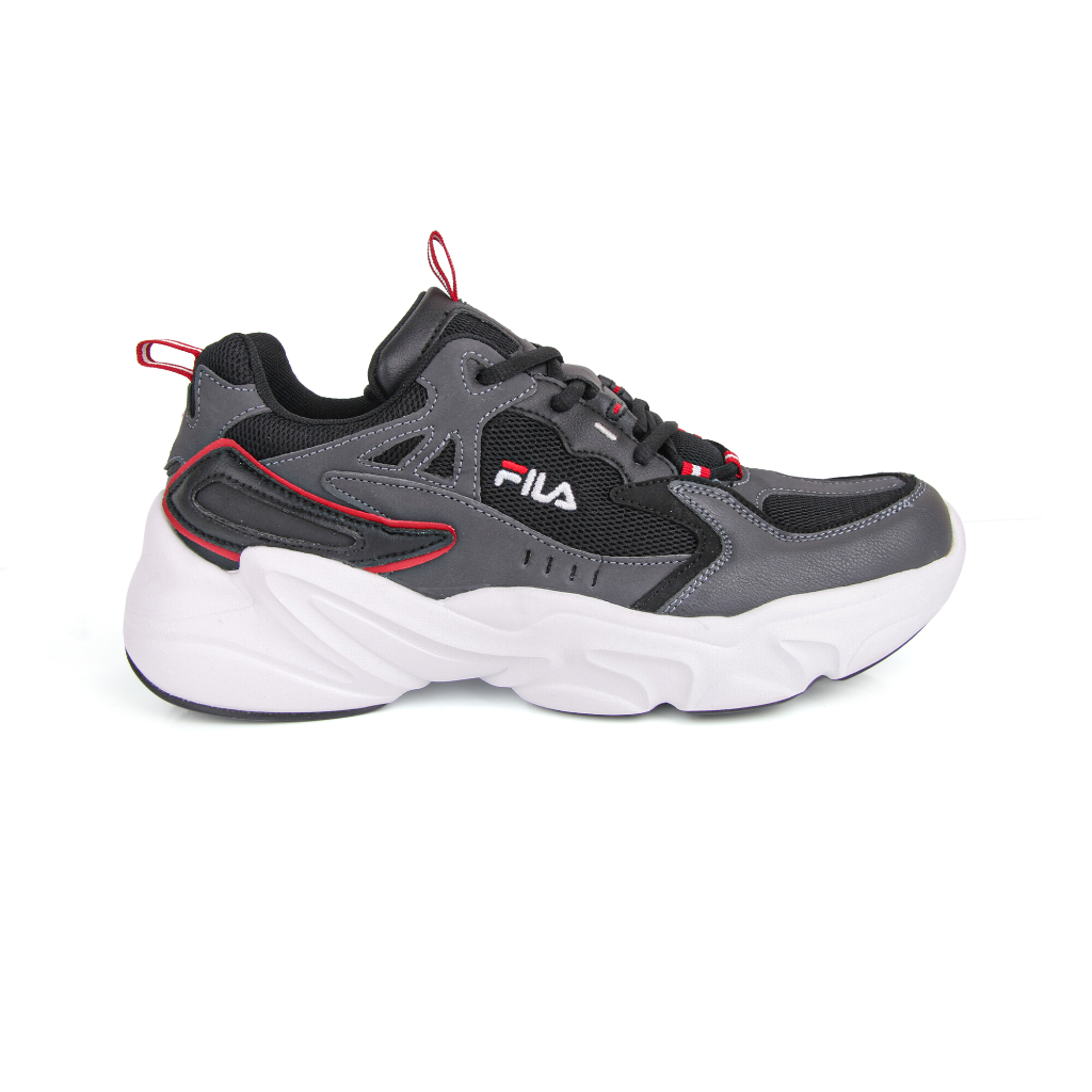 FILA Sepatu Pria Rey M - Blk/Wht/Dkgr