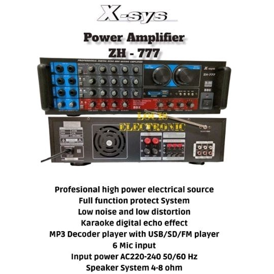 Amplifier Karaoke X-sys ZH777 Xsys ZH-777 X sys ZH 777 Bluetooth
