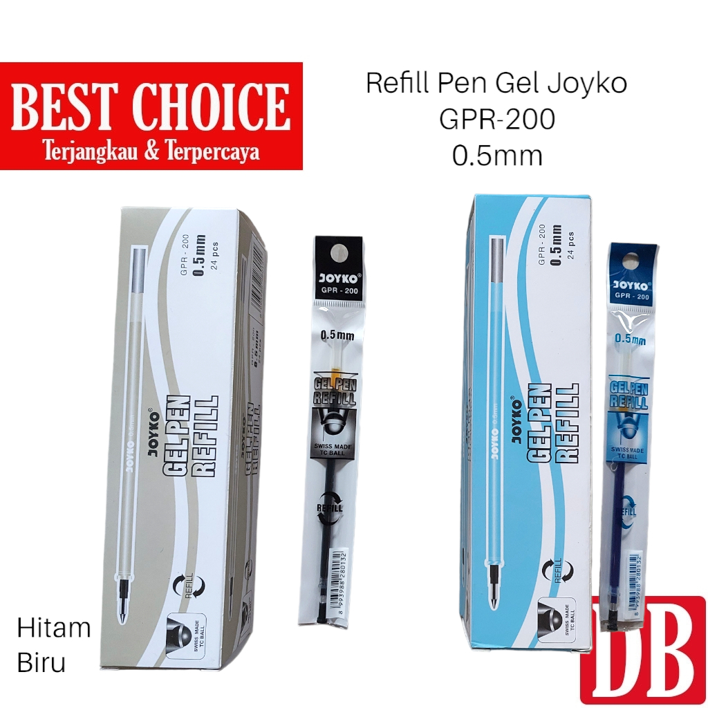 

Refill / Isi Ulang Gel Pen / Pulpen Joyko GPR-200 0.5mm Hitam / Biru (Round Tip)