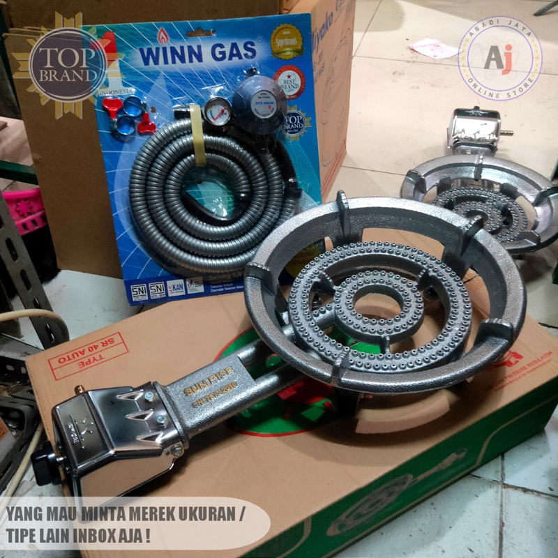 SATU PAKET kompor gas satu tungku komersil sunrise sr 40 auto api besar tinggal pake