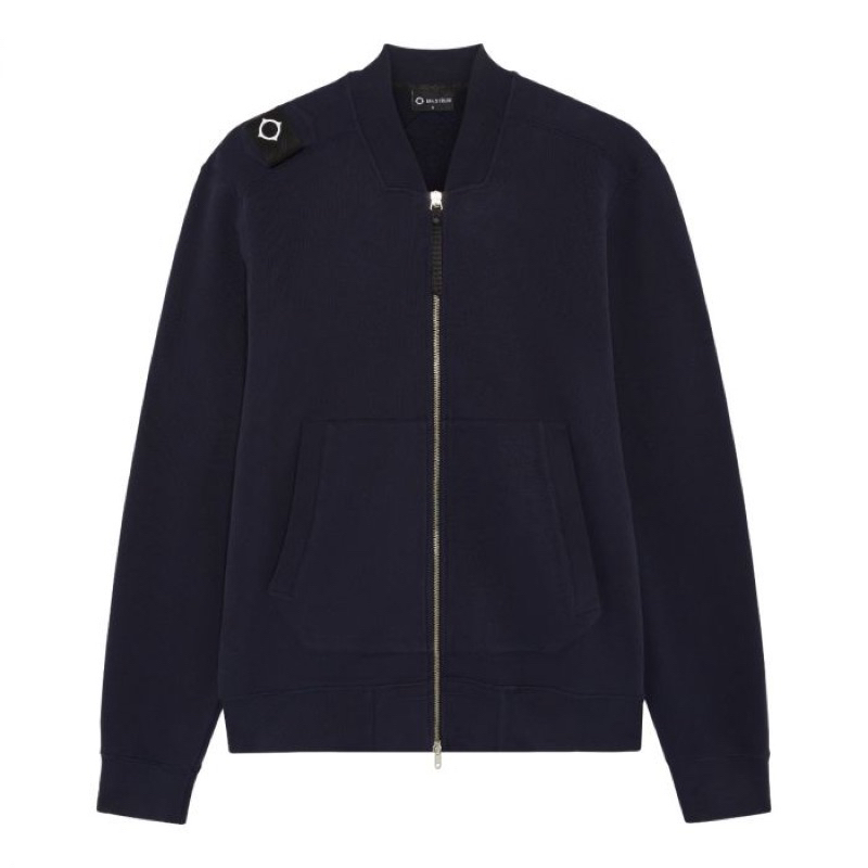 Mastrum Bomber Sweatshirt Zip Jacket In Navy