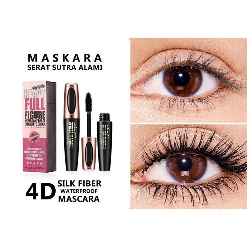 Maskara serat sutra alami/ maskara 4D silk  fiber waterproof/ maskara pemanjang bulu mata