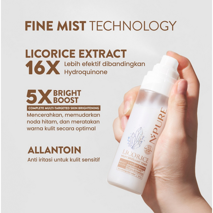 NPURE Licorice Milky Spotlight Toner wajah perawatan kecantikan cewe cowo cewek cowok perempuan anti aging kerutan garis halus mencerahkan jerawat acne prone pori pori blackhead