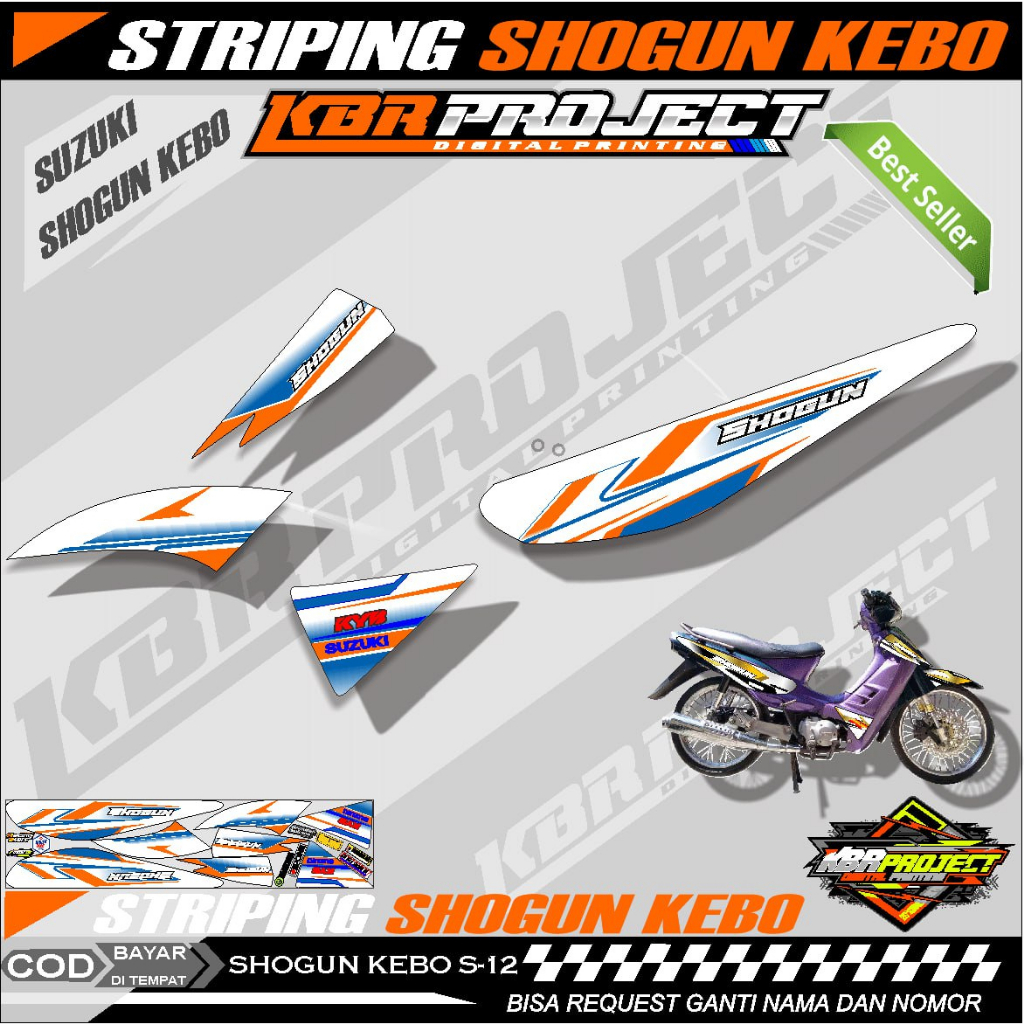 SHOGUN KEBO STIKER MOTOR KEREN Striping Lis Variasi Stiker Motor SUZUKI Racing S.12 TRANSPARAN Cod