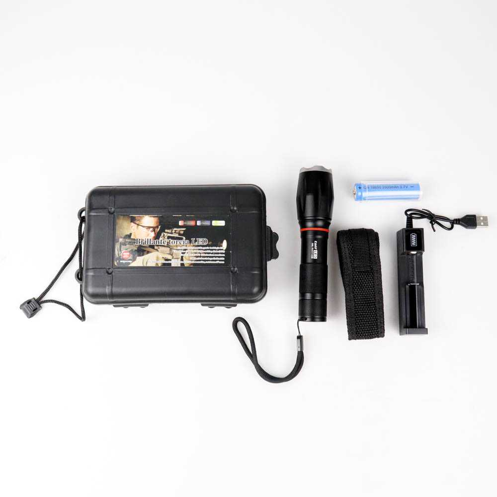 Senter LED Torch XM-L T6 + COB 8000 Lumens Senter 5 Mode Lighting + Baterai + Charger + Box