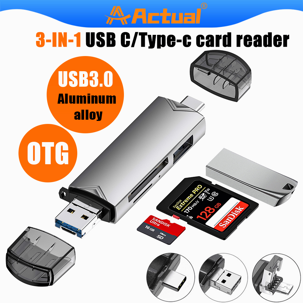 Actual【COD】6 in 1 SD TF Reading Card High Speed Memeory Card Reader for Samsung Huawei Mobilephone Adapter Type C USB 3.0 OTG Card Reader