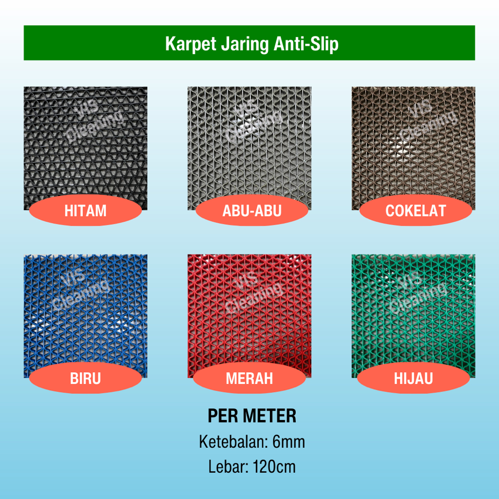 Karpet Jaring Anti - Slip Bahan PVC (Per Meter) Keset Musholla Alas Kolam Renang Kamar Mandi Anti Licin