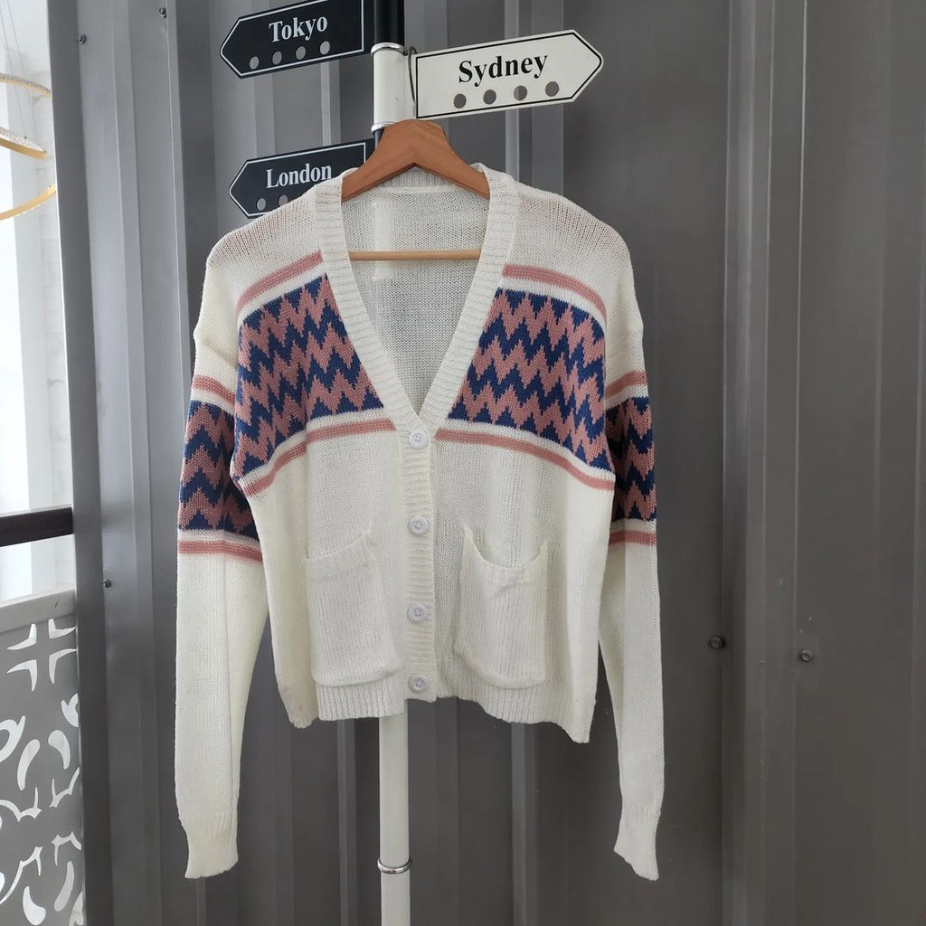 Cindy Zigzag Outer Knitwear Cardigan Korean Style