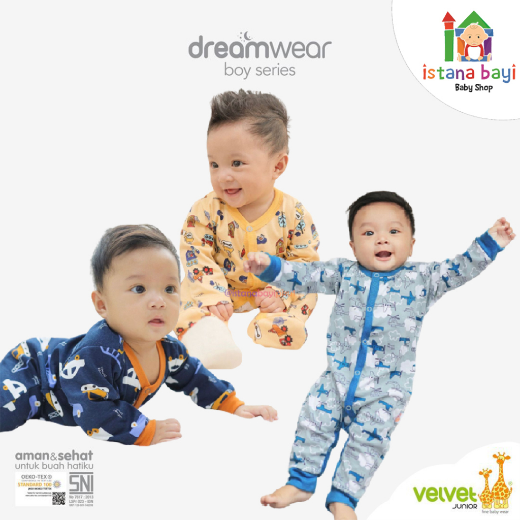 Velvet Junior Dreamwear Open Feet / Velvet Junior Sleepsuit Jumsuit Buka kaki Istana Bayi Official Shop