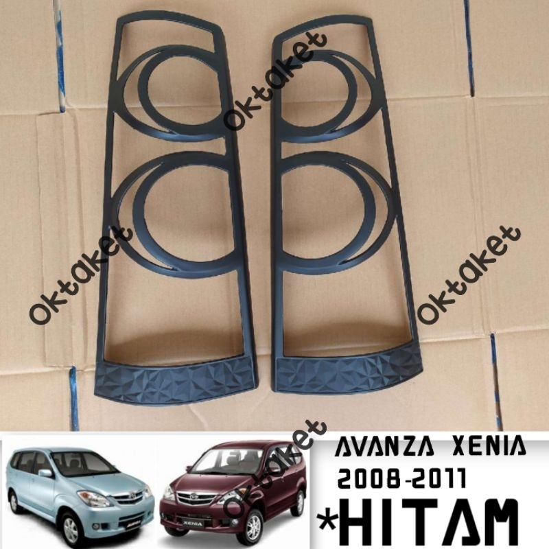 Garnish lampu belakang  Avanza xenia vvti  2008 2009 2010 2011 chrome hitam Carbon