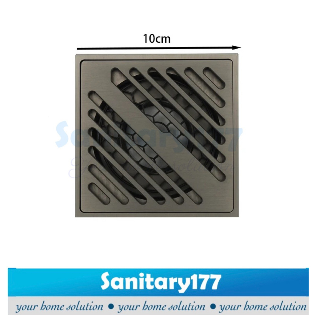 Saringan got Gun metal Grey kotak 91G tebal -Floor drain 10cm 4inch stainless kuningan abu abu anti bau minimalis tebel