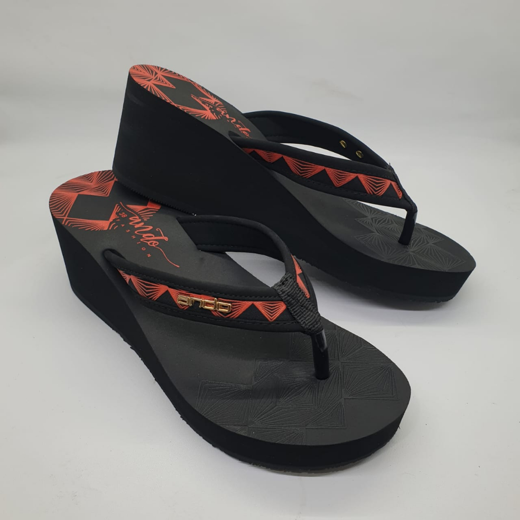 Ando Yurita Terbaru Sandal Wedges Wanita Sendal Jepit Wedges Cewek Perempuan