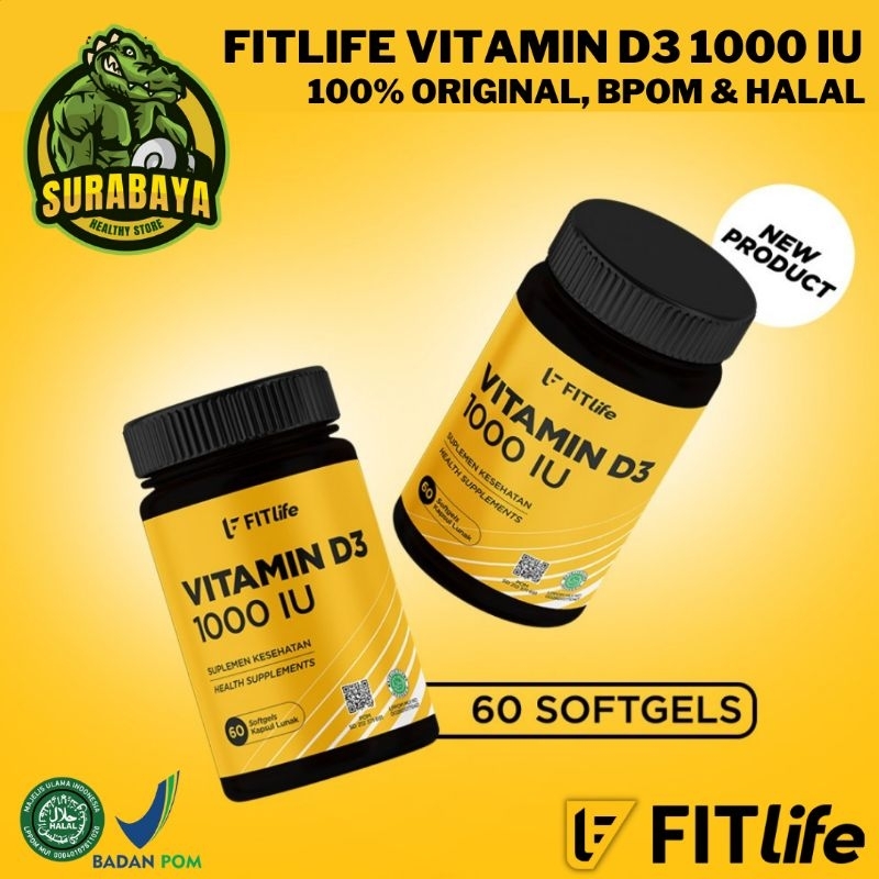 Fitlife vitamin d3 1000 iu 60 softgels BPOM Halal MUI fit life vit d 3 60 capsules kapsul caps