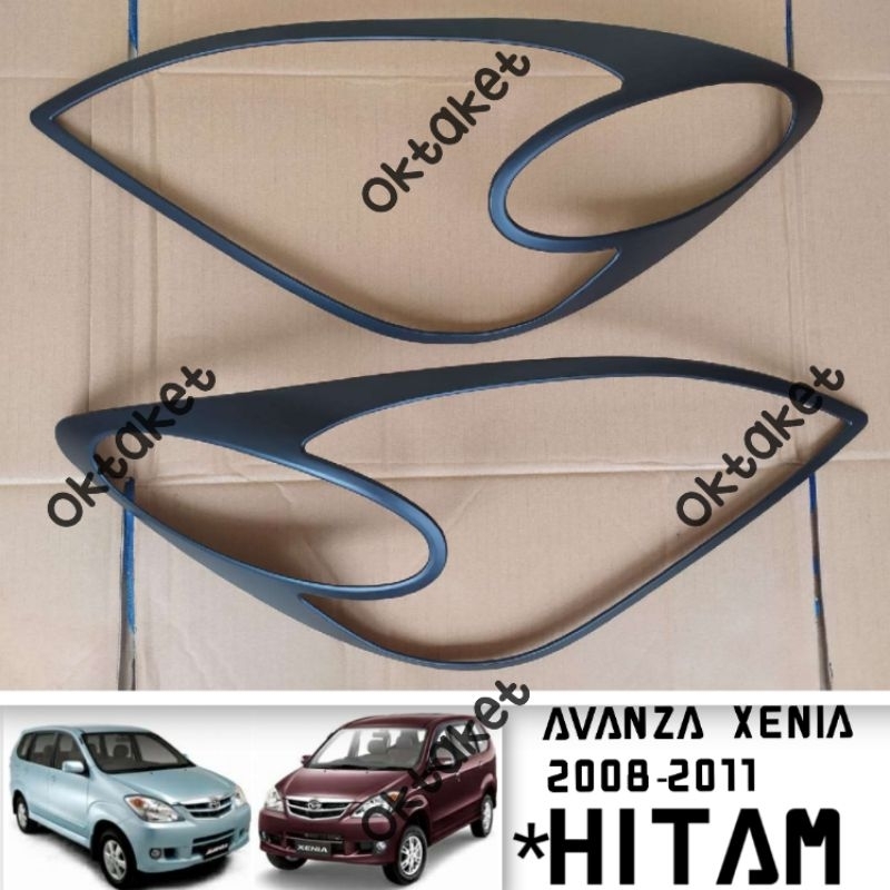 garnish lampu depan Avanza Xenia Vvti 2008 2009 2010 2011 hitam Chrome Carbon