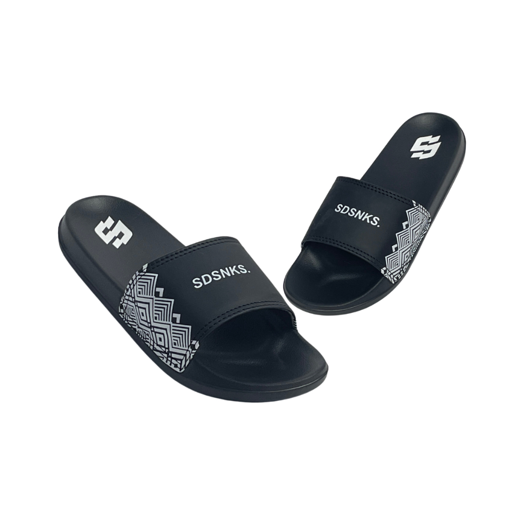 SIDSNEAKS - Sandal Slide Pria Ozzi Geometris Black
