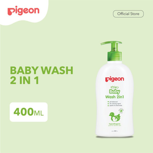 PIGEON Baby WASH 2in1 600 ml Chamomile REFILL / PUMP 400 ml - Shampo &amp; Sabun Mandi Bayi Hair &amp; Body 600ml ASLI BPOM EXP APRIL 2024