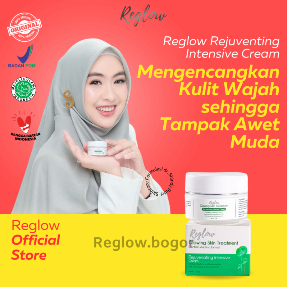 COD Cream Reglow Siang Malam Pemutih Wajah Pelembab Anti Aging Glowing Skincare Penghilang Bekas Jer