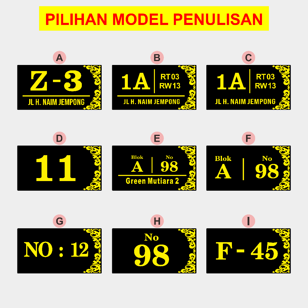 Nomor Rumah Minimalis Nomor Rumah Vintage Nomor rumah premium Akrilik