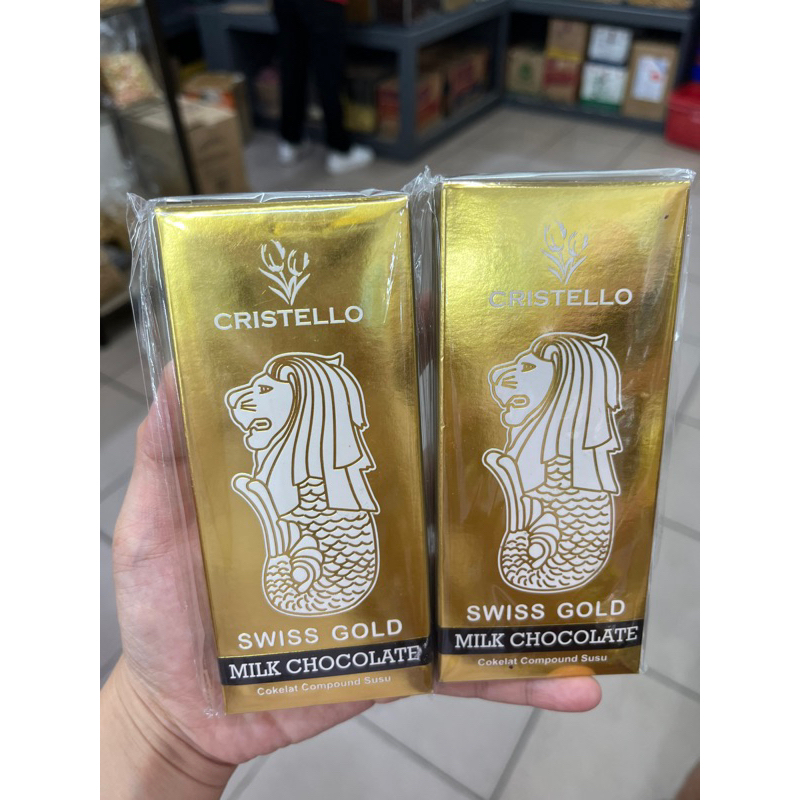 

READY STOCK CemilanBintan (coklat cristello swissGold 100gram) Batangan