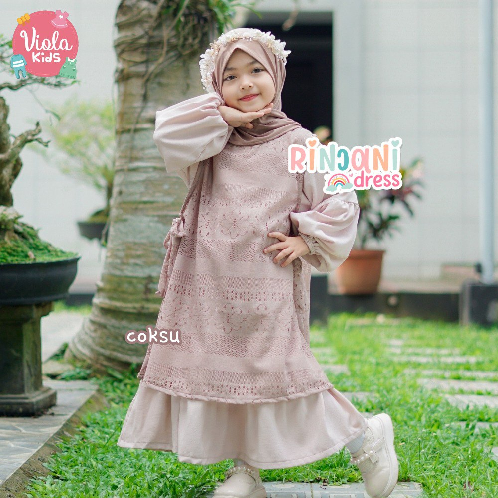 Afsheenastore Gamis Anak Rinjani Dress Gamis Vest Viola Kids