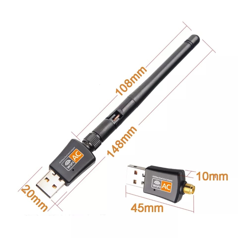 USB WiFi Transmitter Receiver 802.11AC 600Mbps 2.4 GHz &amp; 5 GHz Dual Band - RTL8811CU