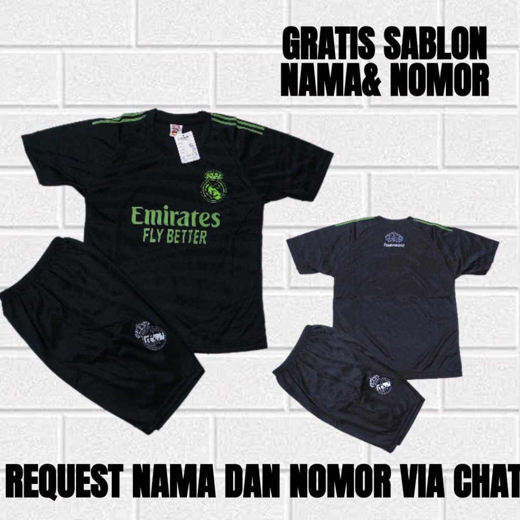 Setelan baju bola real madrid4-12thn