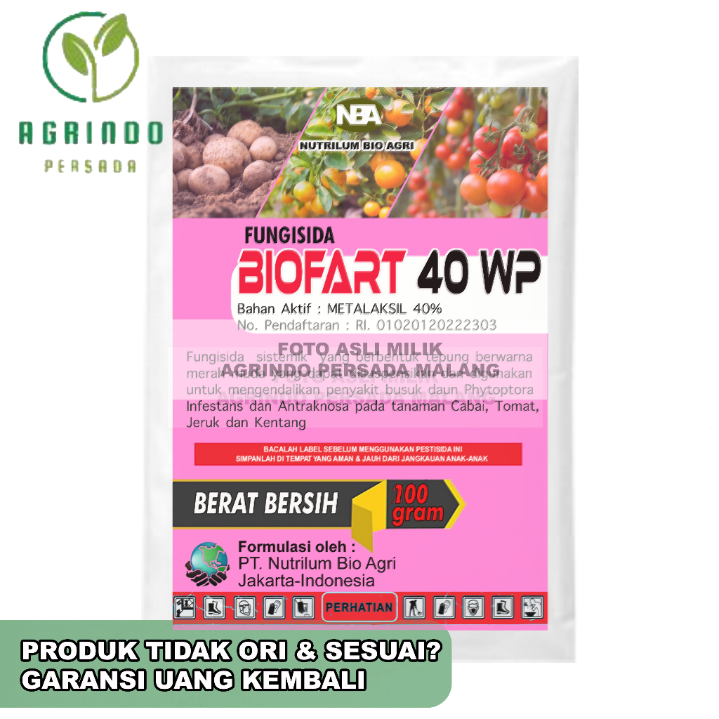 Fungisida Biofart 40WP 100 gram | Fungisida Metalaksil 40% | Fungisida sejenis Besromil, Rampart, Alfart, BESROMIL