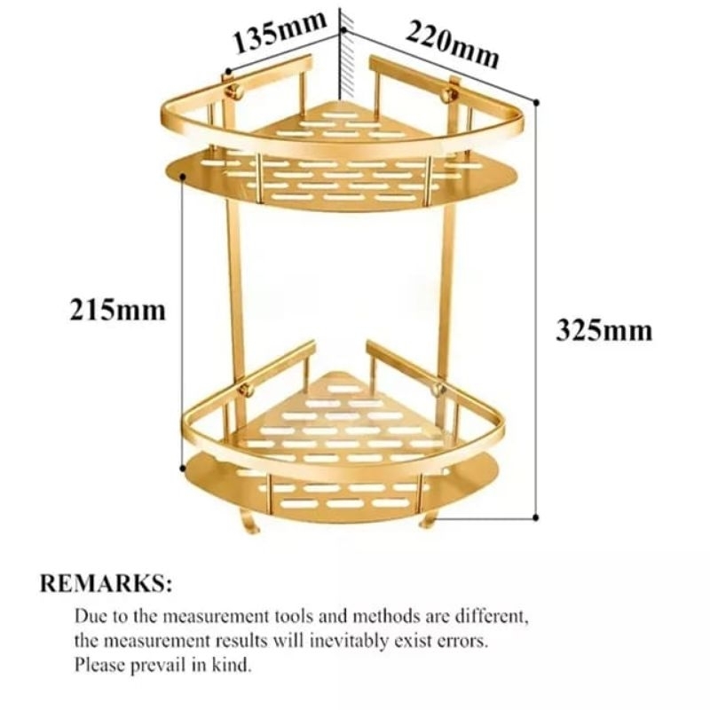 RAK SUDUT 2 SUSUN BLACK GOLD/RAK SABUN/RAK SHAMPO/RAK KAMAR MANDI