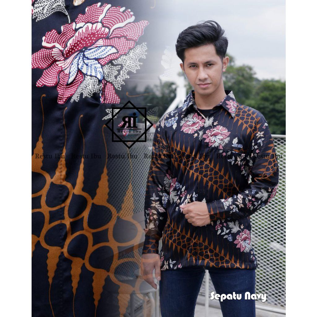 Kemeja Batik Pria Lengan Panjang Bahan Katun Premium Motif KSN Kekinian Cocok Untuk Kantoran Kondangan Dan Acara Besar Lainnya Best Seller