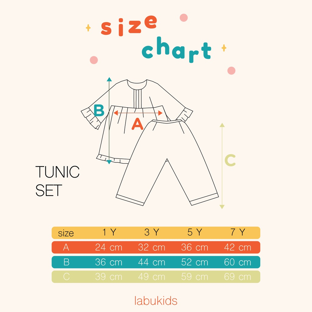 Labu Kids - Rumi Tunic Set / Setelan Tunik Baju Anak Perempuan Lebaran Raya Collection