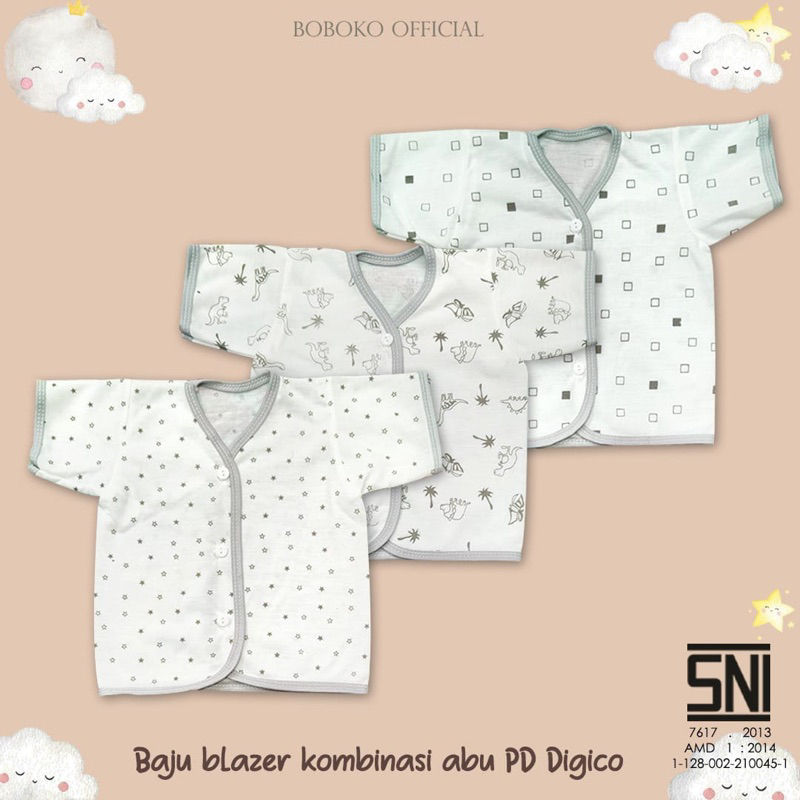 (6pcs) Baju bayi newborn kensi pendek panjang BOBOKO DIGICO fullprint