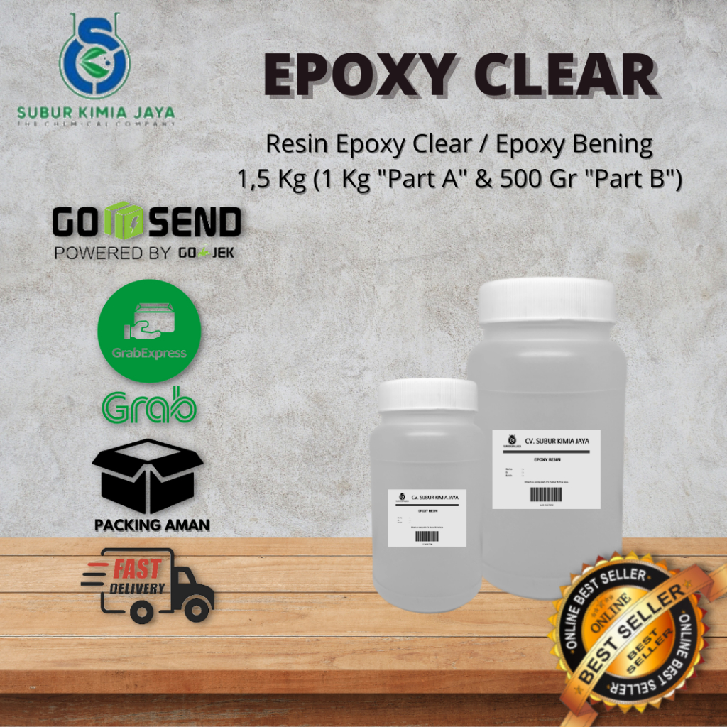 

Epoxy Resin Bening Clear 1,5 Kg (Epoxy Resin 1 Kg + Hardener 500 Gr) Premium