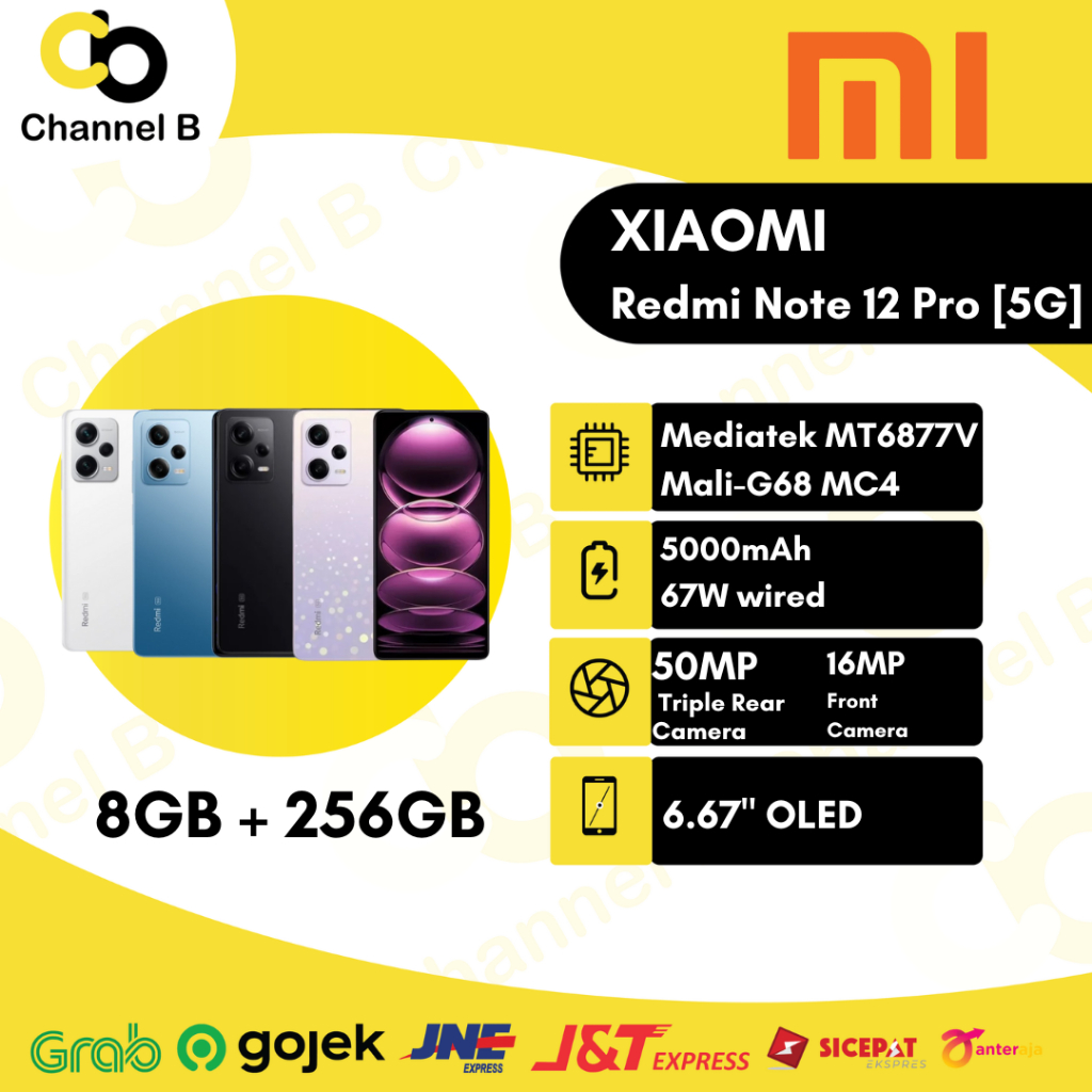 Xiaomi Redmi Note 12 Pro (5G) - Smartphone [ Ram 8GB / Rom 256GB ] - Garansi Resmi
