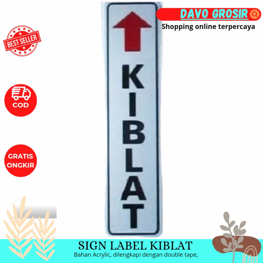 

sign label ARAH KIBLAT tipe kotak acrylic sticker board