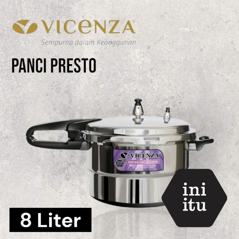 [ Vicenza ] Presto VICENZA 8 Liter / Presto Vicenza V-324 Pelunak Makanan 8 Liter (24cm) Gagang Hitam!