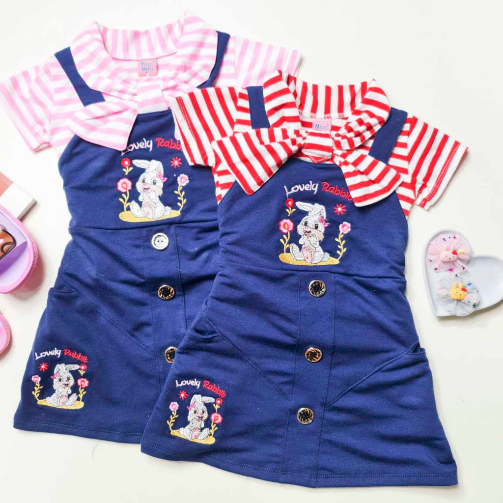 [FREE TAS] Dress Lilly uk 1-9 Tahun / Baju Anak Perempuan kualitas Import Overall Baju Kodok Dres Balita 5 th Korean Style Denim Set Premium