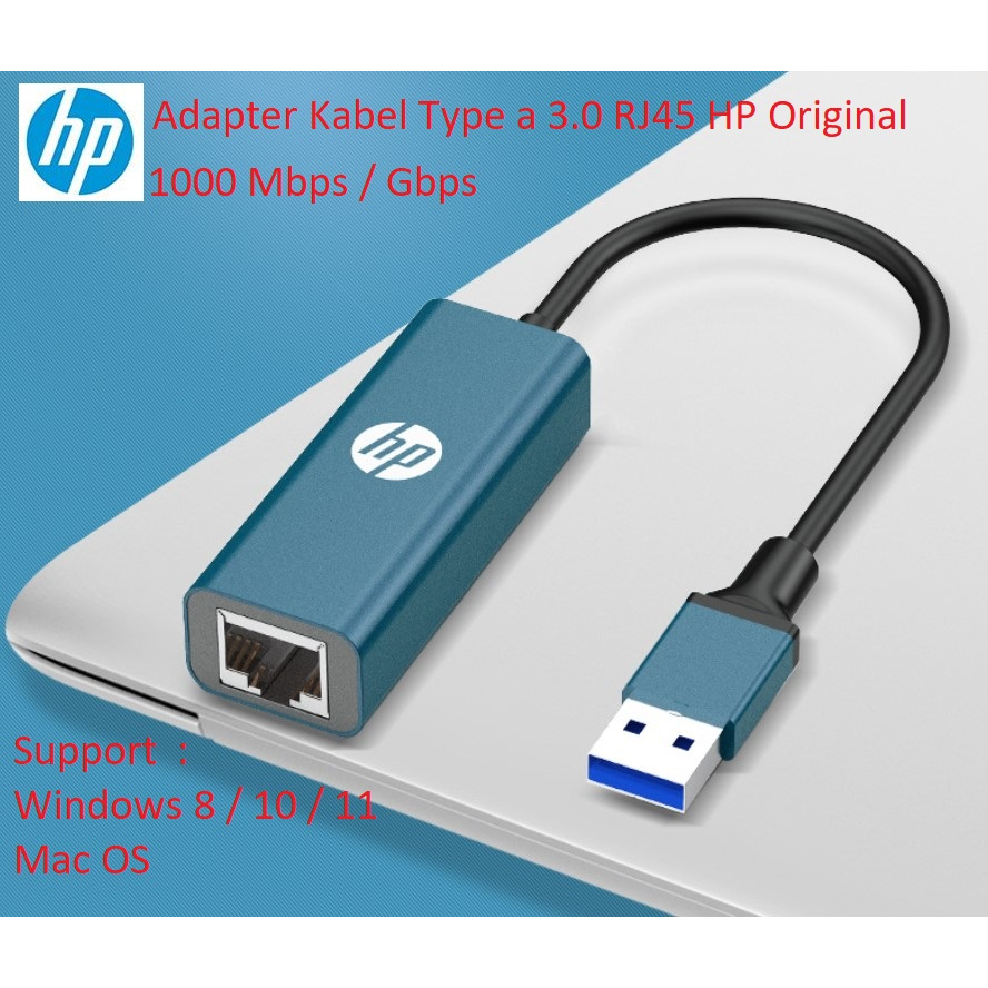 Adapter Ethernet RJ45 Type A 3.0 HP Windows 8 10 11 MacOS Original