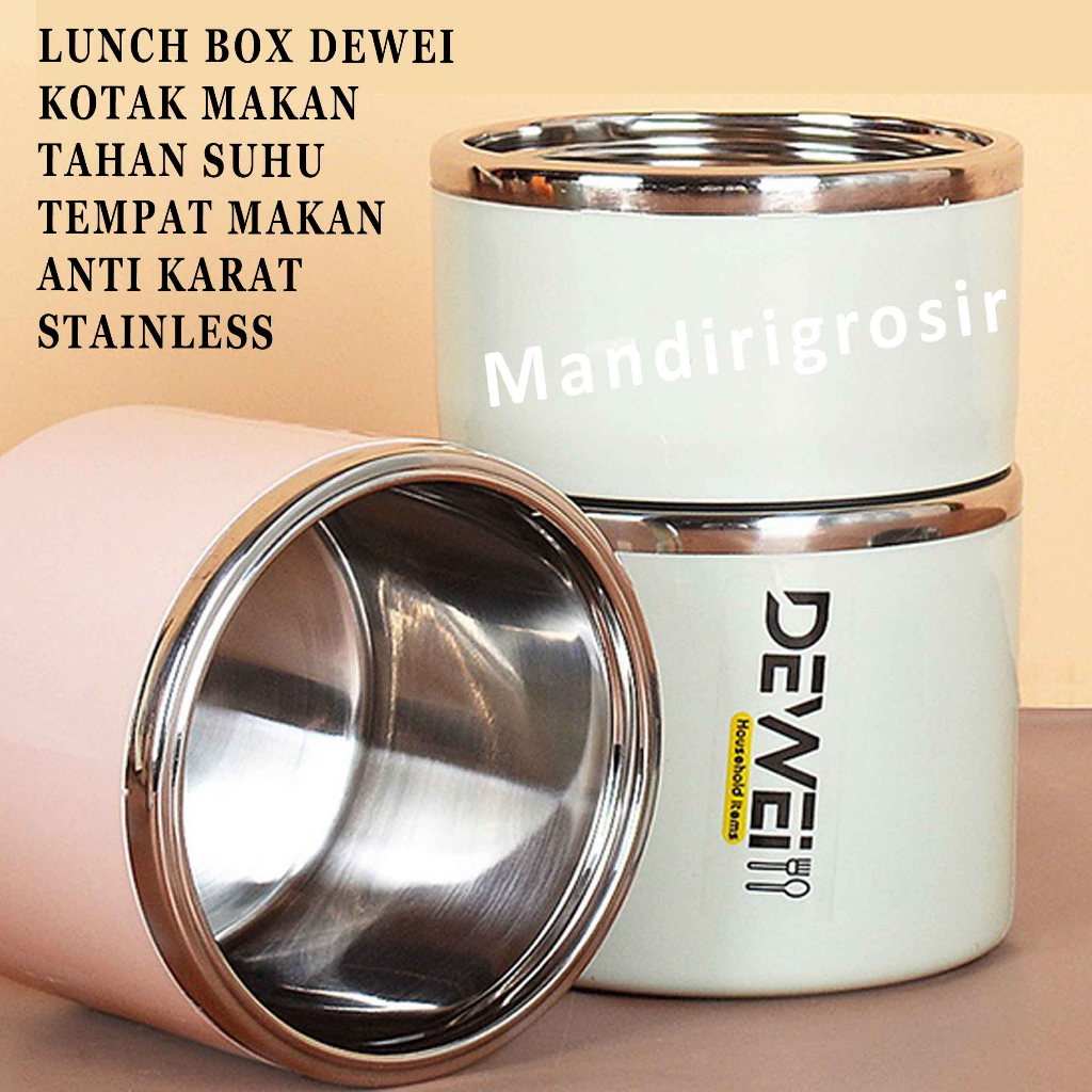 Kotak Makan* Lunch Box Dewei* Tempat Makan Stainless* Anti Karat