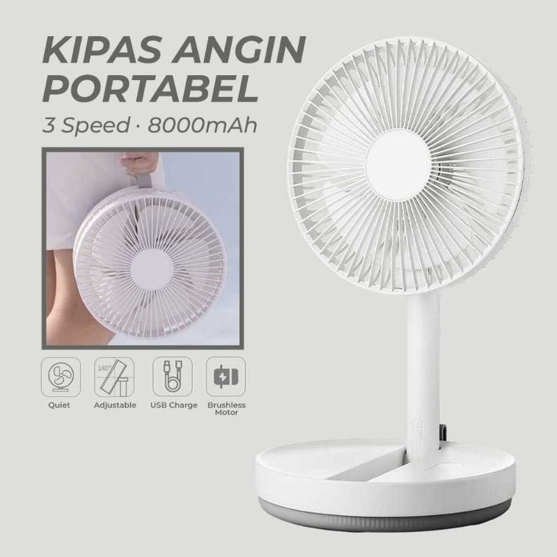 Luckima Kipas Angin Meja Portable Retractable 3 Speed USB 8000mAh - LK8