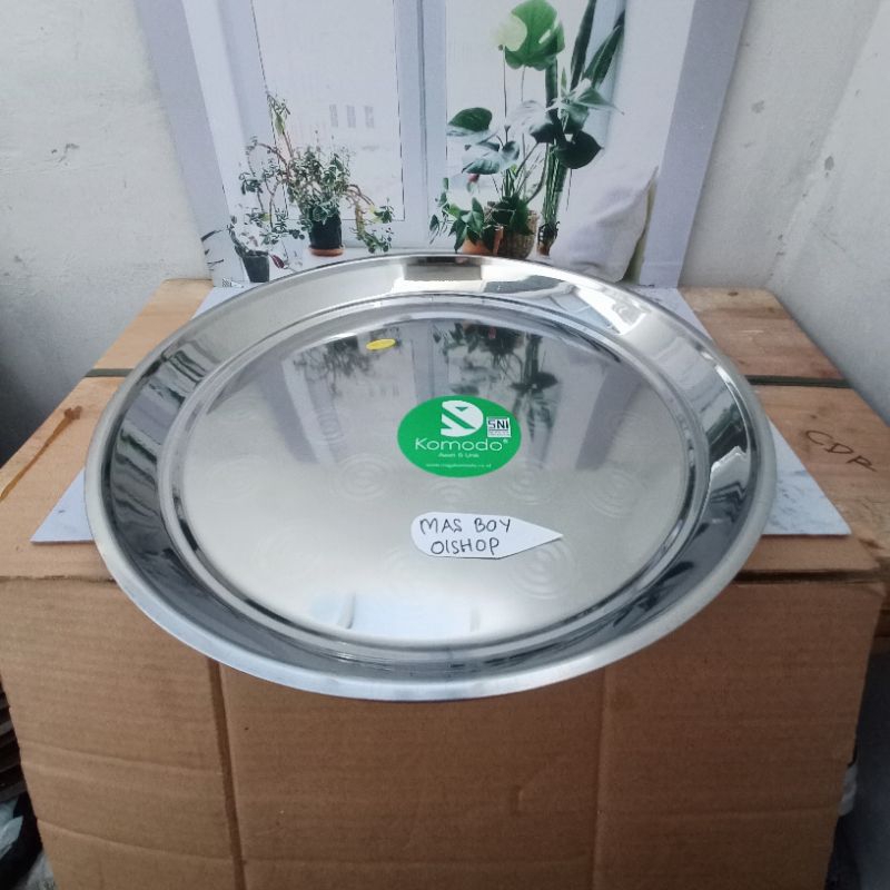 Nampan Bulat Stainless Steel 40 cm / Baki Nampan Polo KOMODO