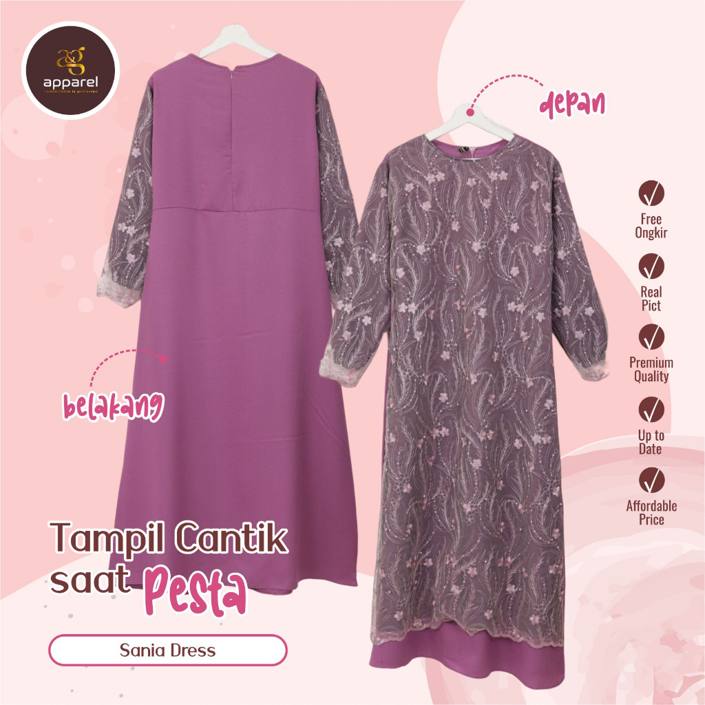 SANIA DRESS/GAMIS PESTA TERBARU/TRENDY