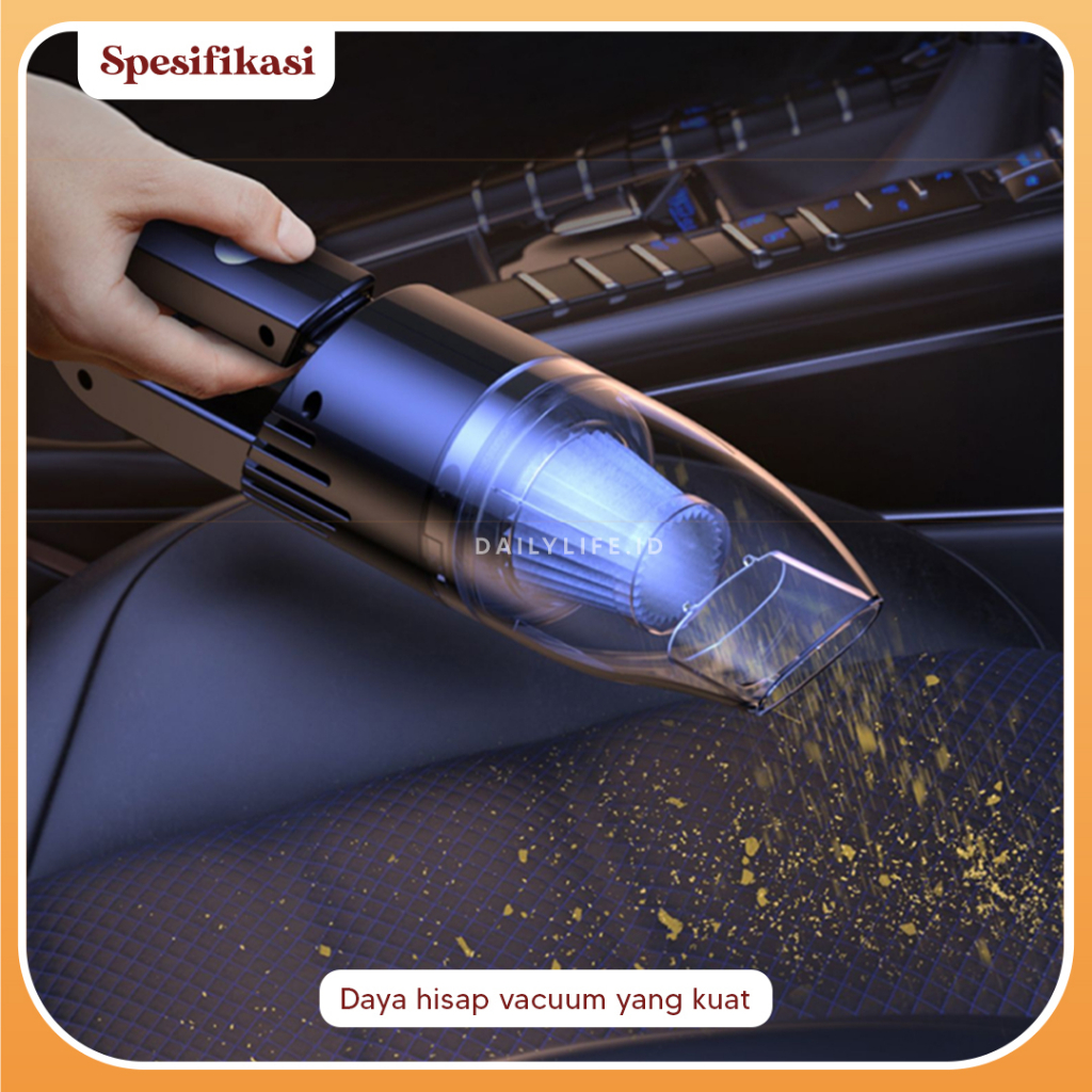 Wireless Vacuum Cleaner Mobil Portable Mini High Quality Penyedot Debu Penghisap Debu Tanpa Kabel Rechargeable - Dailylife.id