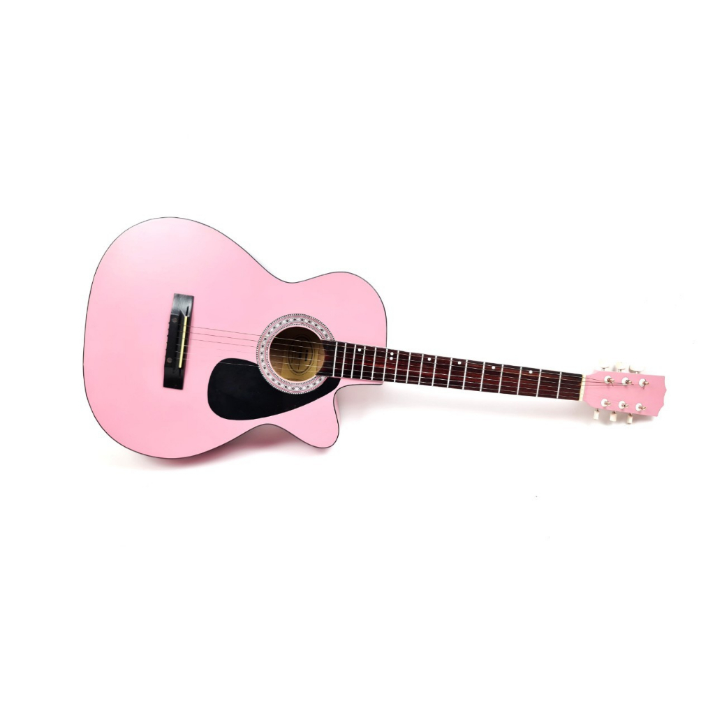Gitar Akustik Merk Yamaha Warna Pink Pick Guard Model Coak Murah Jakarta Pemula