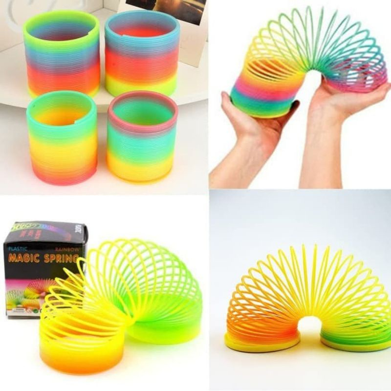 Slinky Pir Mainan Anak Magic Spring Slinky Spring Pelangi / Per Pegas Spiral Rainbow Magic Spring / Mainan Ulir / Mainan Pir Rainbow