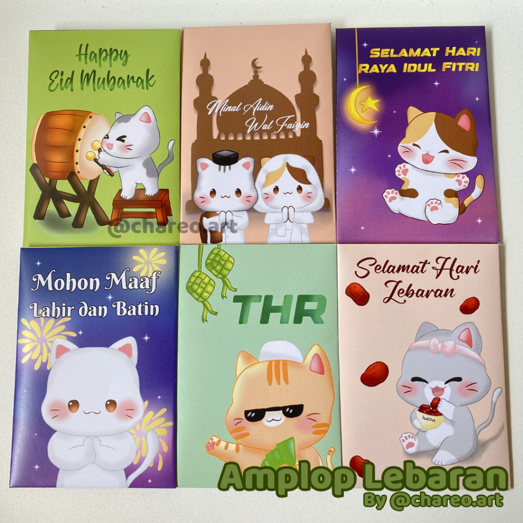 

Amplop THR Lebaran Illustration by @chareo.art (1 pack isi 6 pcs) (amplop thr, amplop thr lebaran, amplop lebaran kucing lucu, amplop thr kucing lucu)