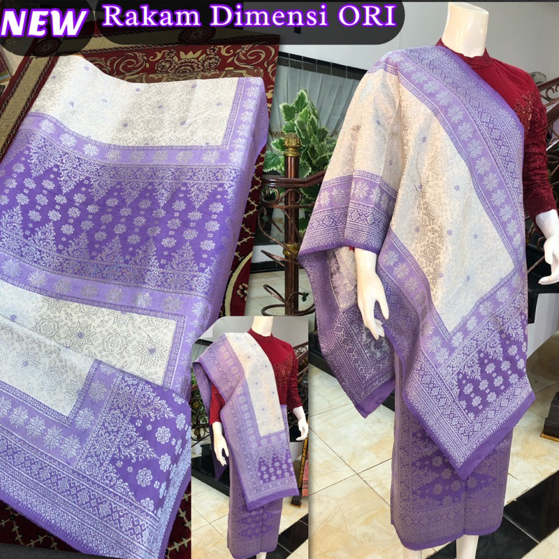 NEW Songket Putih Rakam Kandang Dimensi ORI /putih mix lilac / songket tenun asli palembang /ilham s