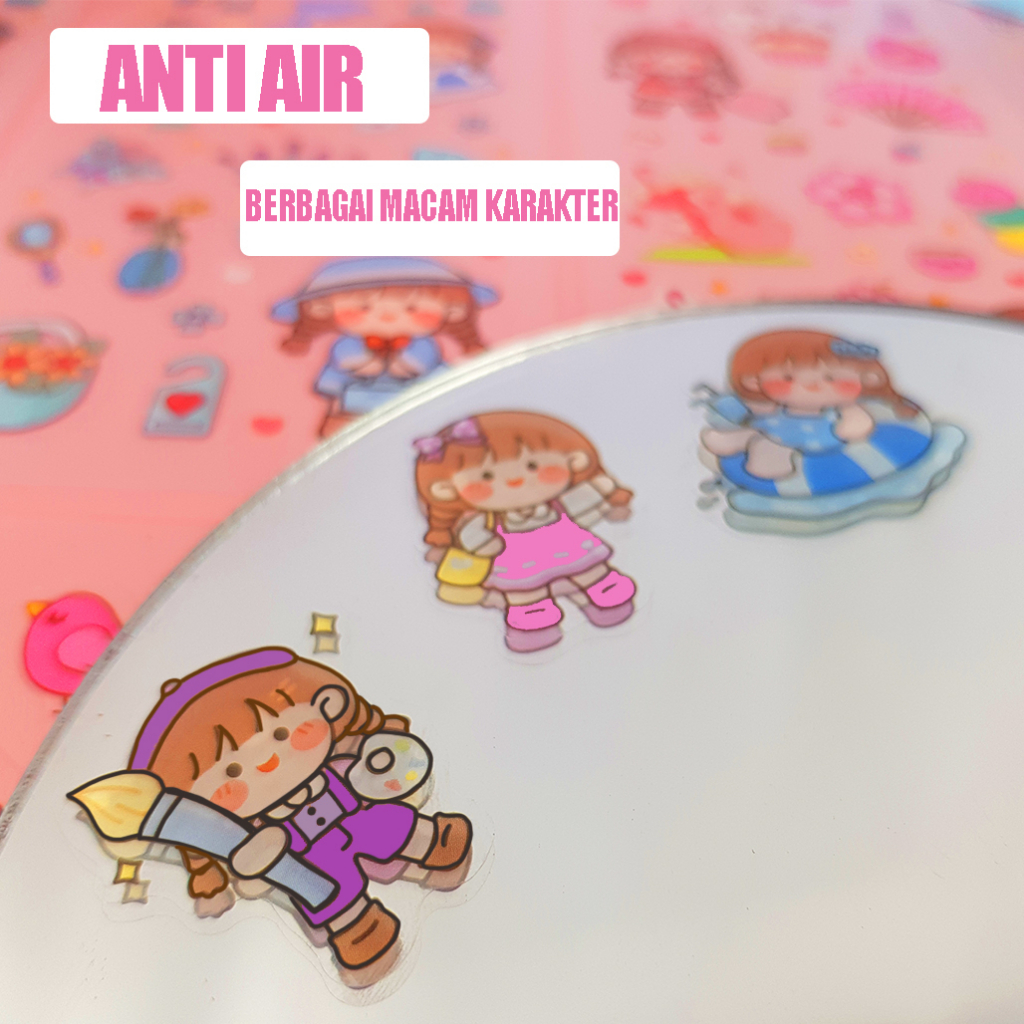 Sticker Asthetic Lucu/ Sticker 3D Tahan Air/ Sticker Jurnal Isi 4PCS 21915-7