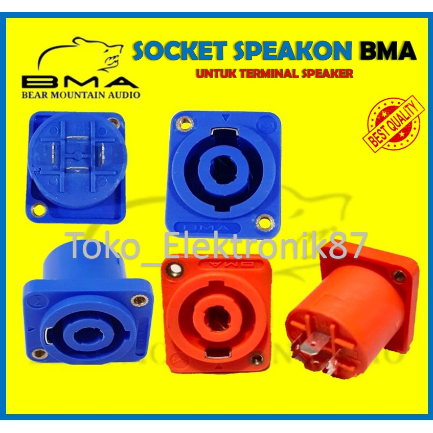 Socket Speakon BMA Body BIRU Cover Speakon Soket Spikon Contra