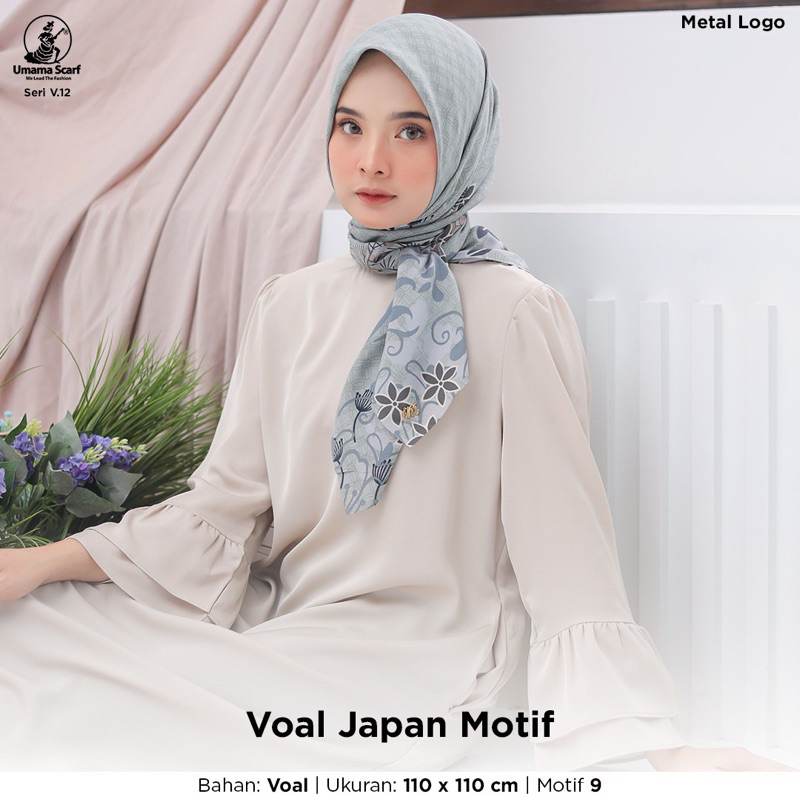 HIJAB SEGIEMPAT JAPAN VOAL MOTIF ICON METAL LOGO V.12